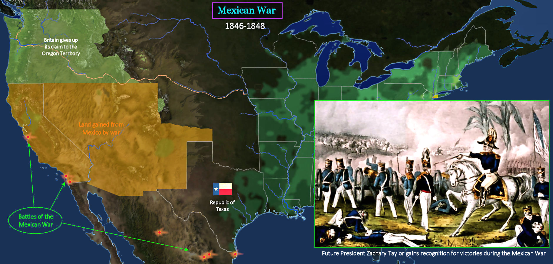 Mexican War, 1846-1848 map